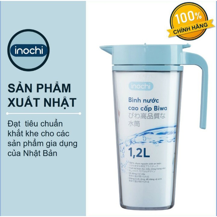 Bình nước cao cấp Biwa Inochi Nhật Bản 1.2L - Nguyên liệu nhựa nguyên sinh cao cấp, an toàn cho sức khoẻ