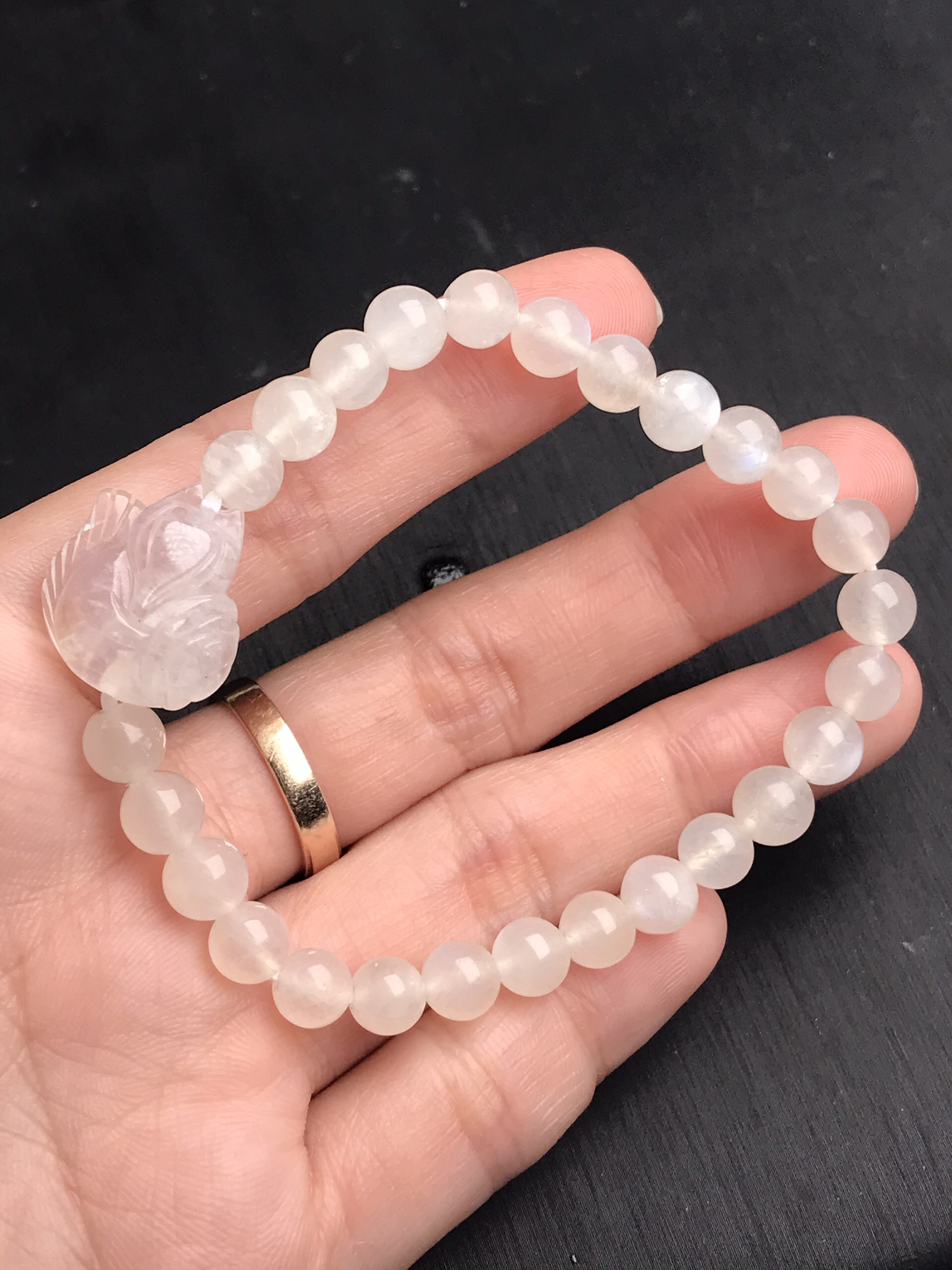 [FreeshipMAX] Vòng tay đá mặt trăng moonstone mix hồ ly 6mm