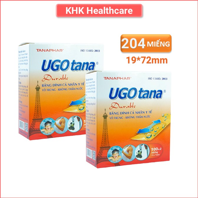 Bộ 2 hộp băng keo cá nhân Ugotana chăm sóc chấn thương sản xuất tại Việt Nam