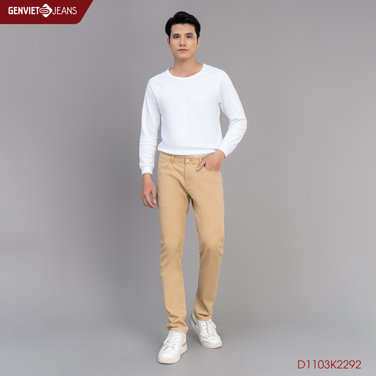 Quần kaki nam genviet dáng dài basic dáng col cơ bản cao câp công sở nam d1103k2292