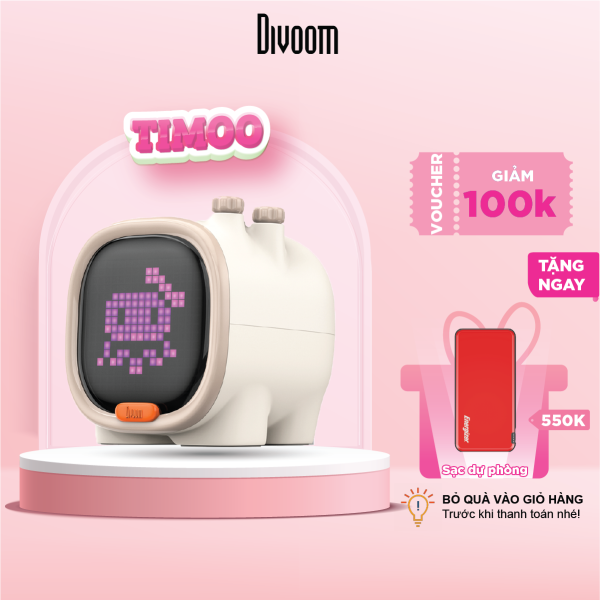 [SĂN VOUCHER 100K + 9%] Loa bluetooth Divoom Timoo - 6W -  màn hình LED 256 Full RGB, tích hợp nhiều tính năng trên app Divoom