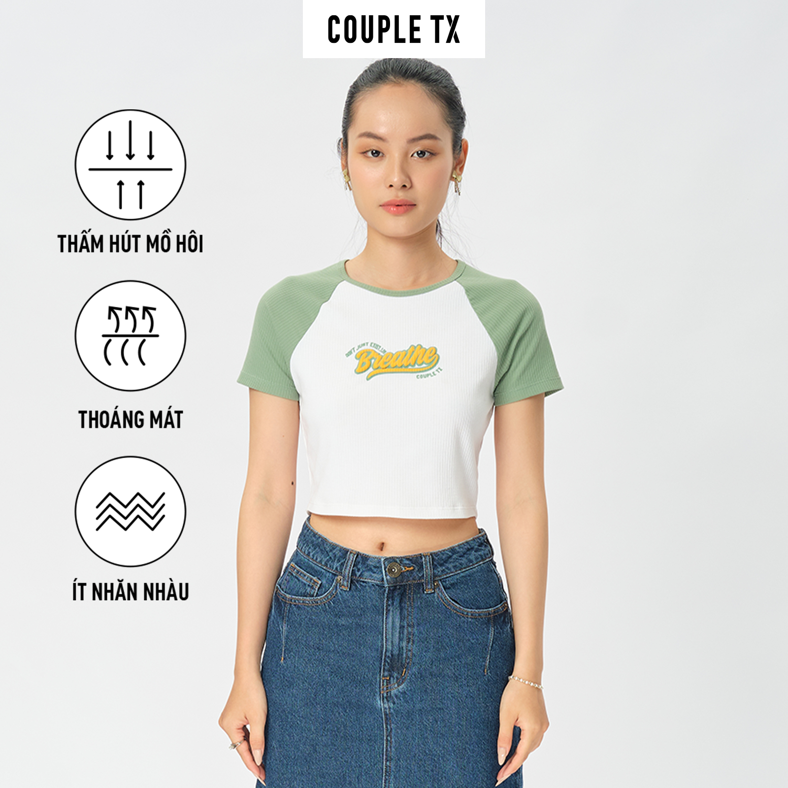 Áo Kiểu Nữ COUPLE TX - Raglan Phối Màu WTS 2330