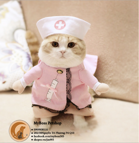 Bộ quần áo đáng yêu cosplay bác sĩ - nữ y tá cho chó - mèo - thú cưng