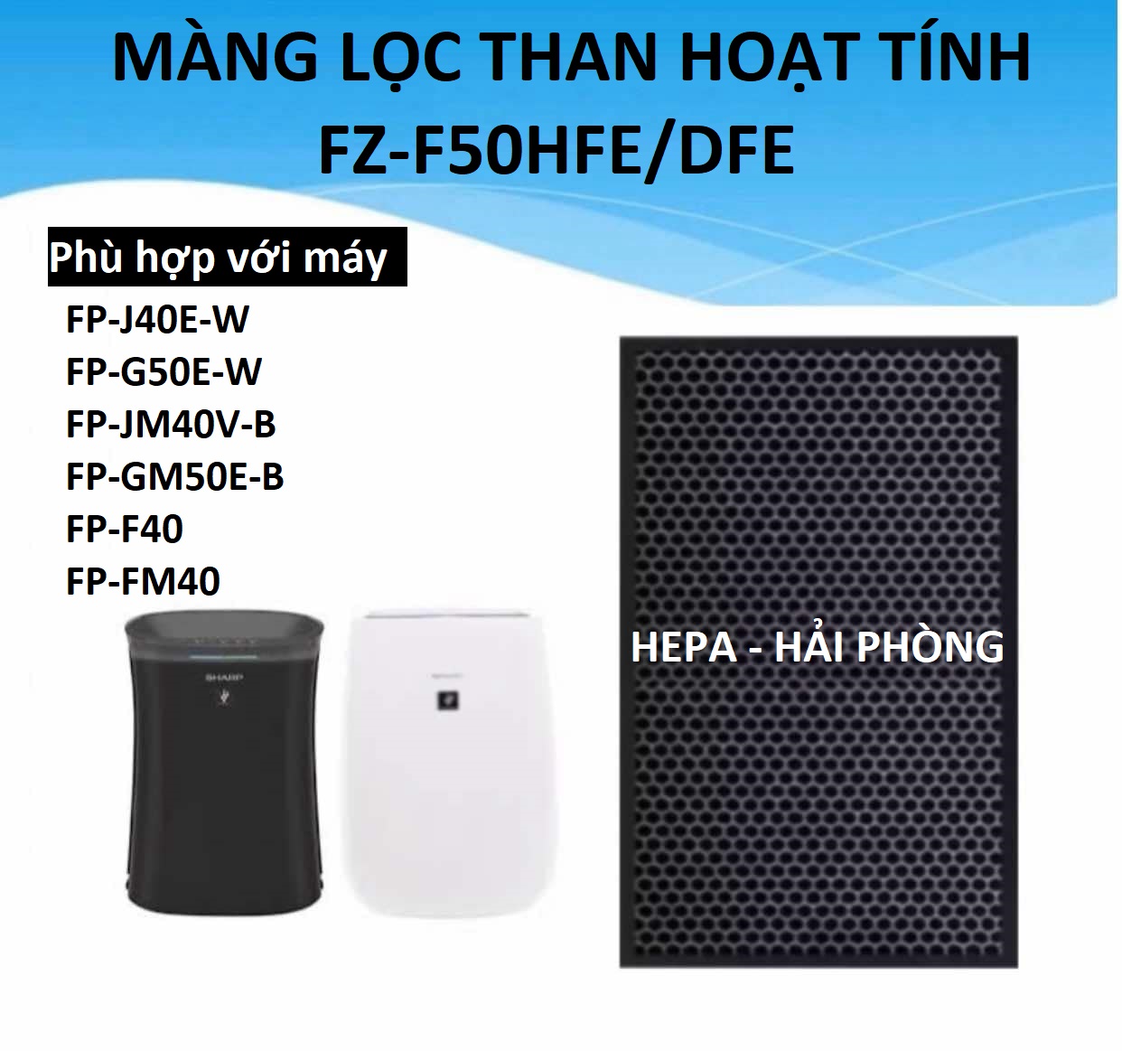 MÀNG THAN HOẠT TÍNH SHARP  FP-J40E-W, FP-G50E-W, FP-JM40EV-B, FP-GM50E-B