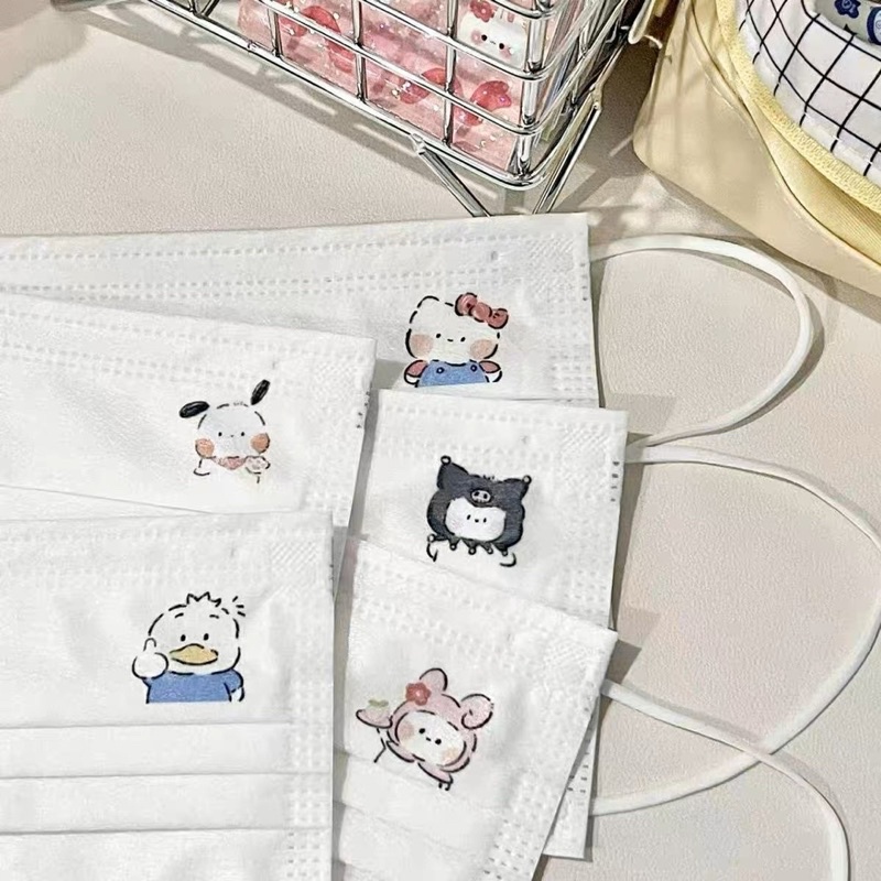 Khẩu trang in hình dễ thương người lớn 5 cái Louiis.store