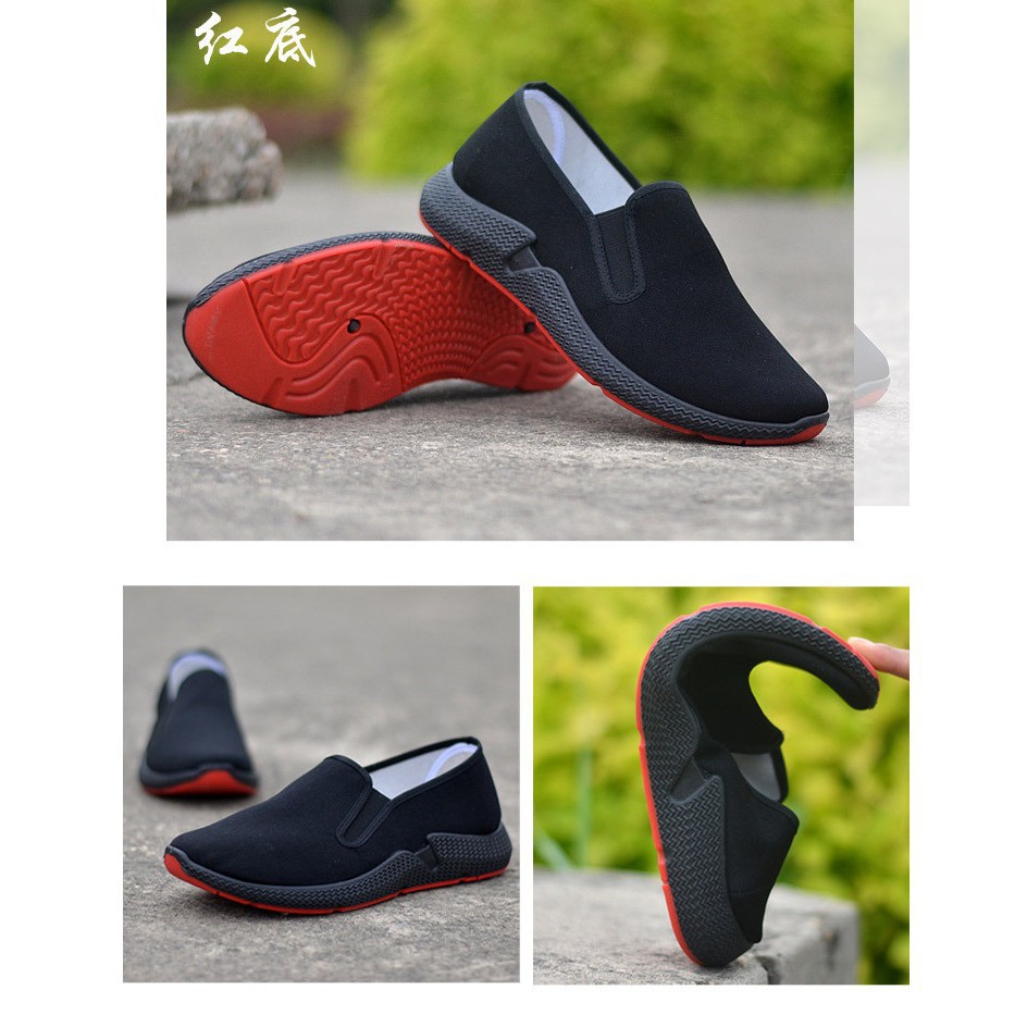 Giày Lười Vải cho Nam Đen Đế Cao T05