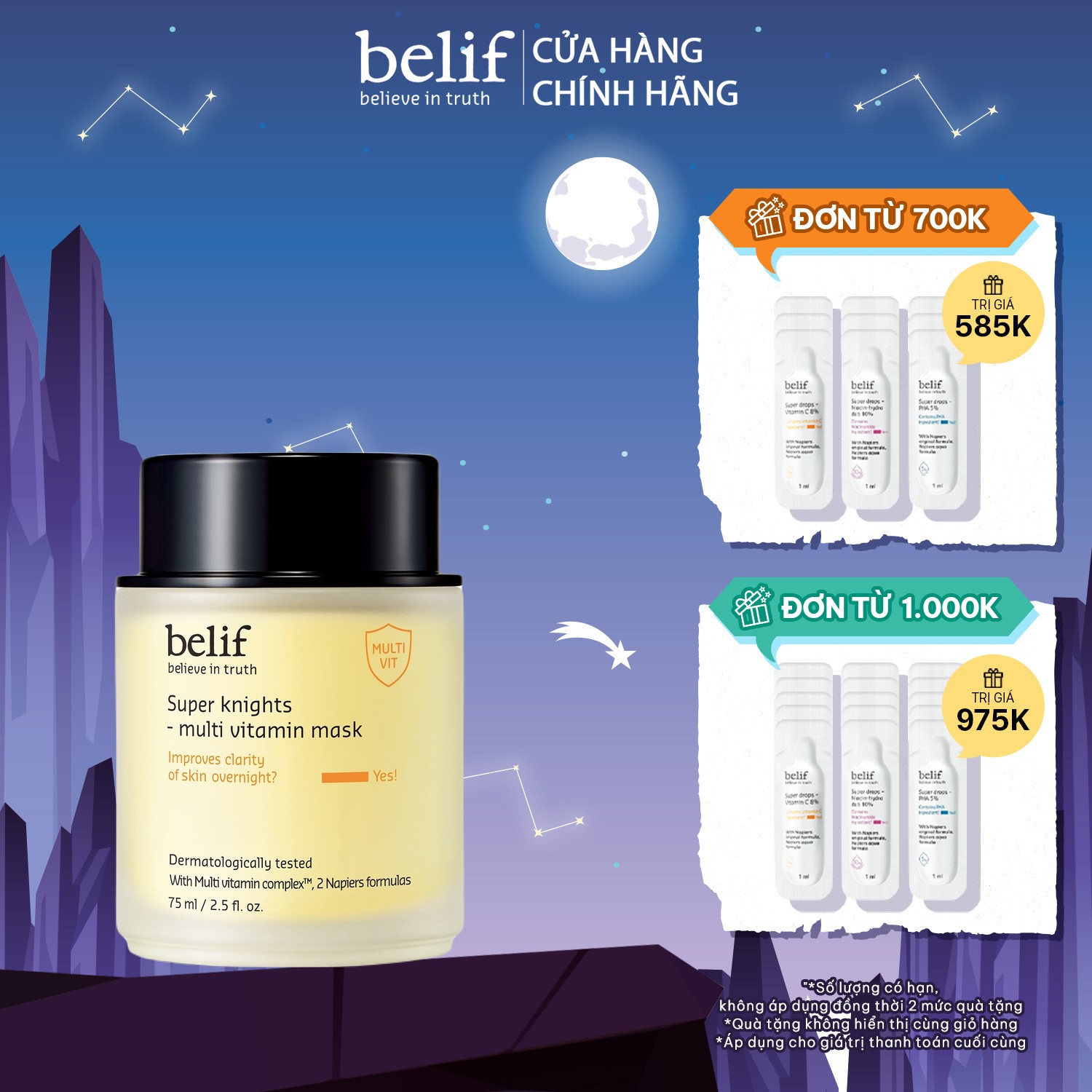 Mặt nạ ngủ dưỡng ẩm và phục hồi da chuyên sâu belif Multi Vitamin Mask 75ml