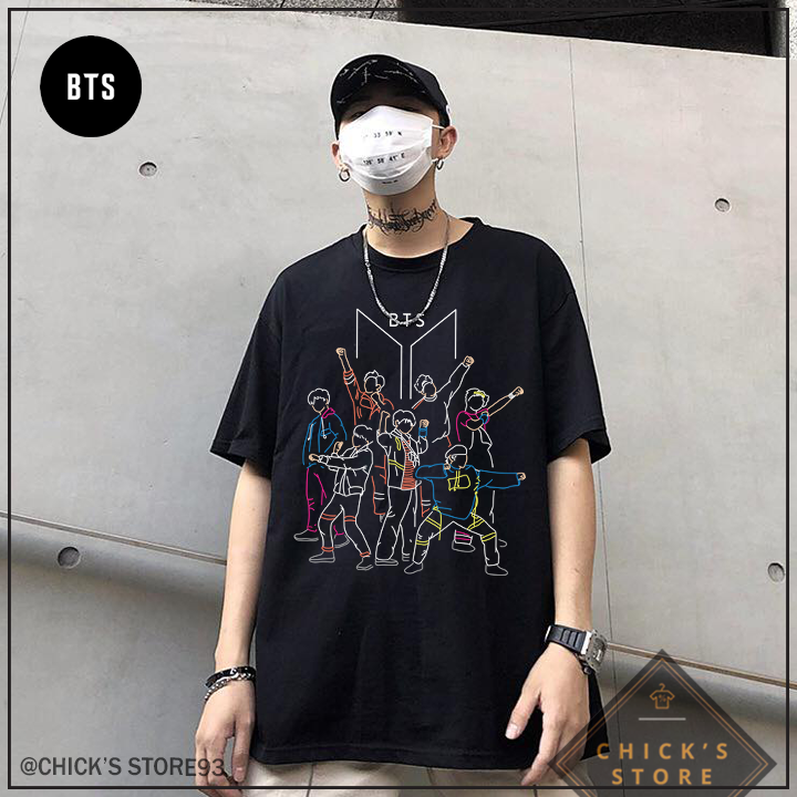 Áo thun tay lỡ BTS (Màu đen) - Áo thun Kpop cá tính