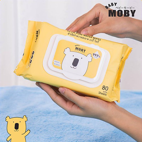 Khăn Ướt Tinh Khiết 99.9% Baby Moby (1 gói/80 tờ)