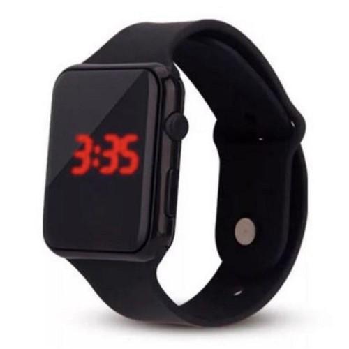 Đồng hồ Đèn LED dạng táo Nam và nữ kiểu Dây Silicone chống nước Vòng đeo tay hot (Đen)