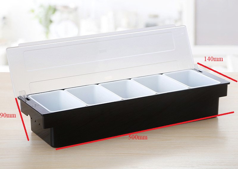 Khay đựng topping nhựa cao cấp - 5 ngăn