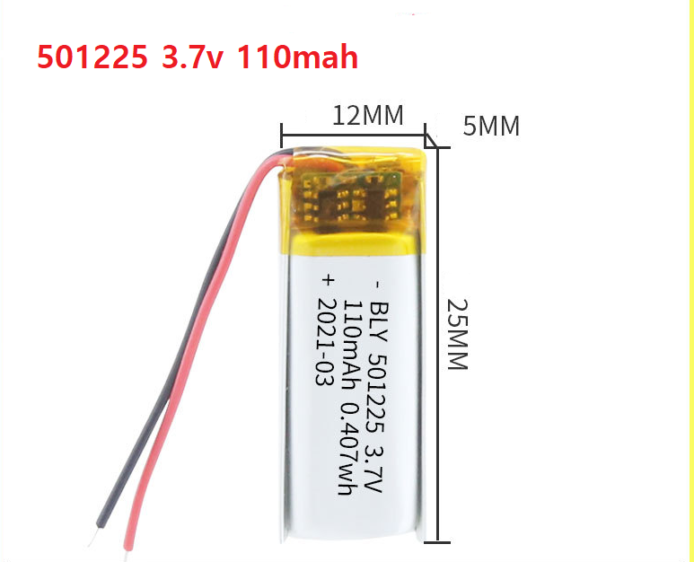 Pin sạc lithium polymer 3.7v 110mah 501225 cho tai nghe,loa mp3 mp4 mp5 gps psp bluetooth hàng mới