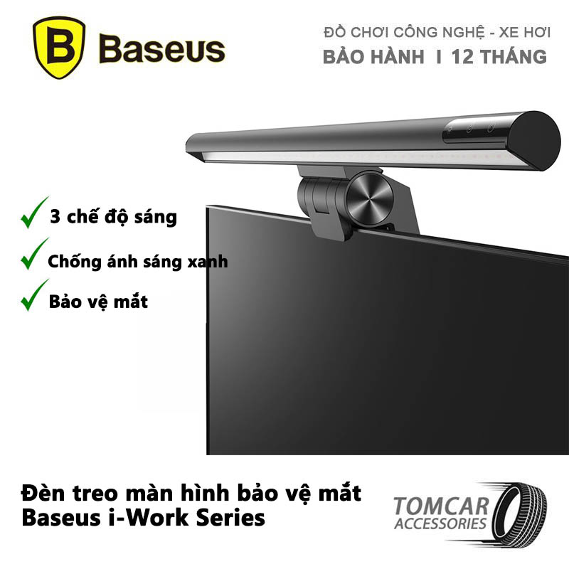 Đèn màn hình baseus bảo vệ mắt Baseus i-Work Series, đèn treo màn hình có ba chế độ sáng và tăng giảm cường độ cảm ứng (3 Light Mode, USB Stepless Dimming Screen Hanging Light, New Model)