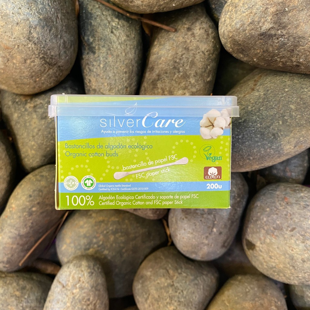 Bông tăm hữu cơ Silvercare hộp 200 cái