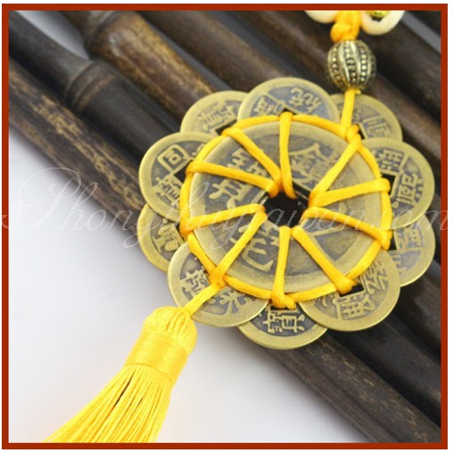 Dây xu HOA MAI THẬP TOÀN dài 30cm(10 cánhđỏ, vàng)