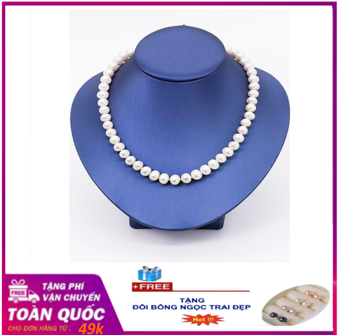 ( MIỄN PHÍ VẬN CHUYỂN) Vòng Cổ Ngọc Trai Nuôi Phú Quốc Cao Cấp 9 ly -trắng sữa ,vòng thời trang, quà tặng ý nghĩa + Tặng đôi bông ngọc trai cùng loại