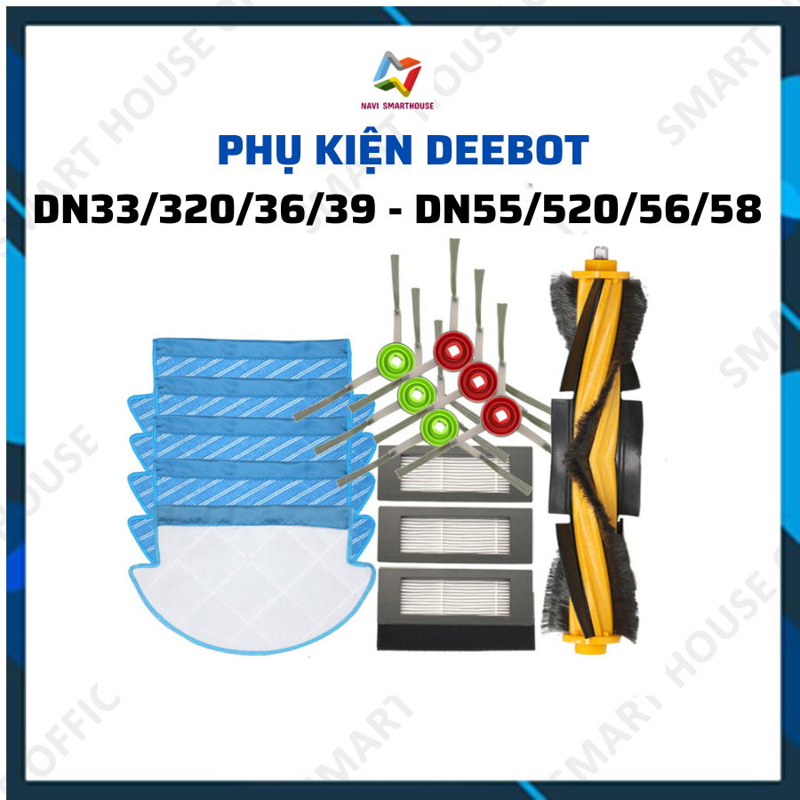 Phụ kiện khăn, giẻ, chổi cạnh, chổi chính, chổi giữa, lọc robot hút bụi debot dn33, dn320, dn55, dn520,ozmo 900