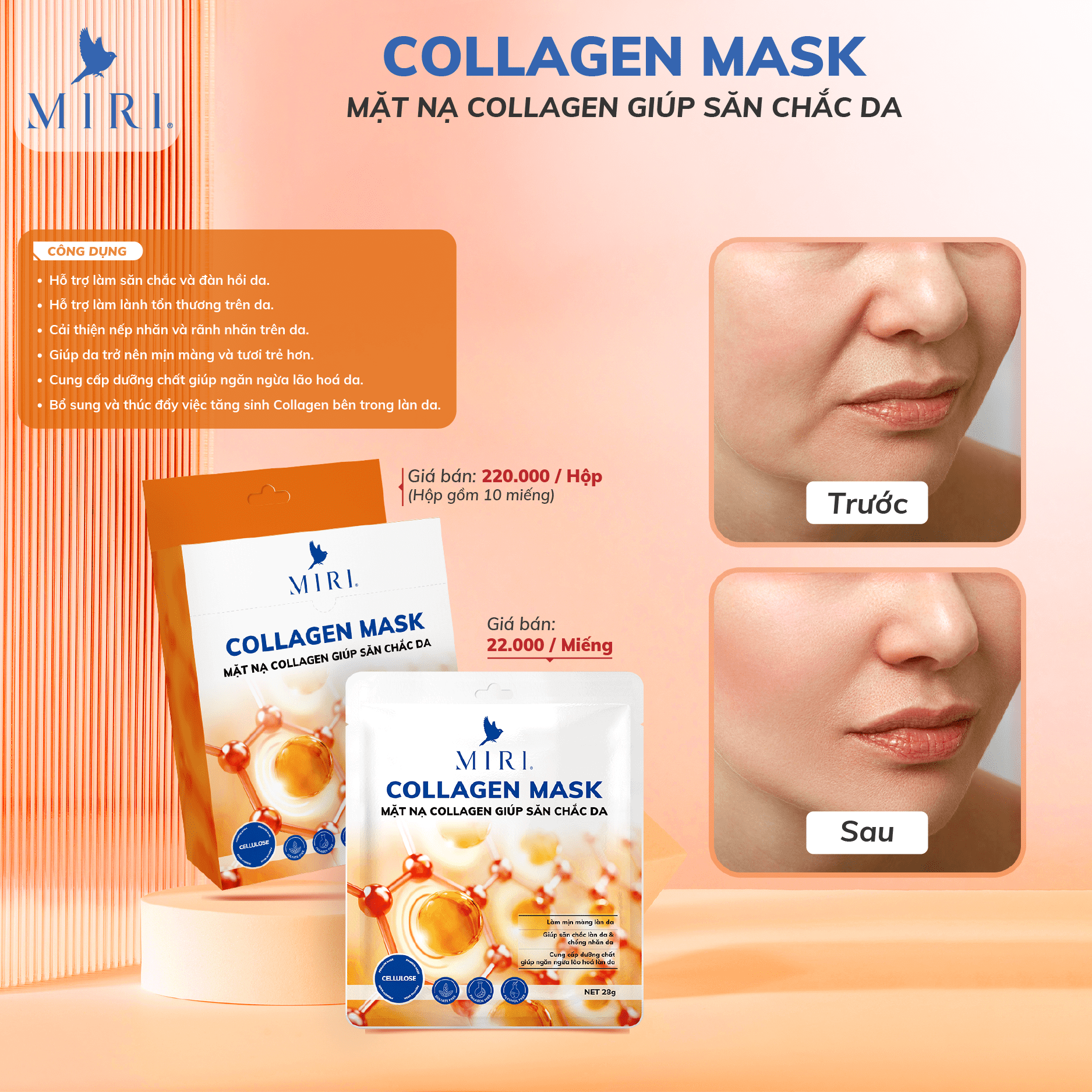 Mặt Nạ Giúp Săn Chắc Da - Collagen Mask MIRI (28gr)