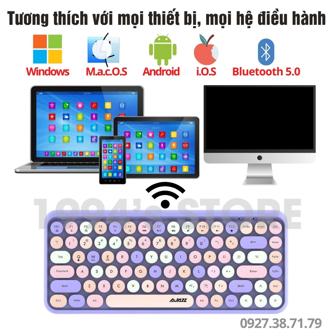 Ajazz 308i - bàn phím và chuột bluetooth giả cơ không dây - dùng được cho máy tính bàn laptop, điện thoại, máy tính bảng
