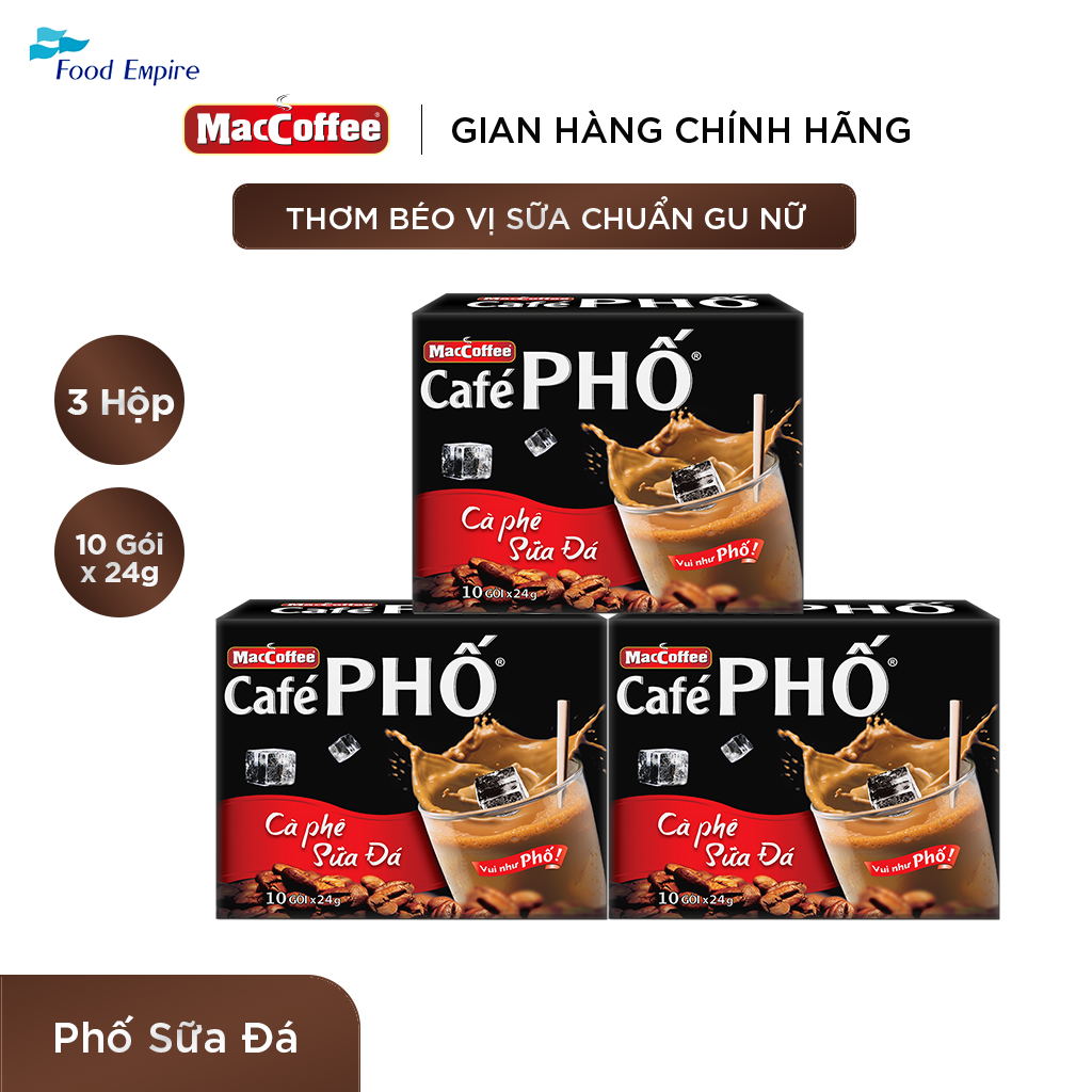 Combo of 3 Boxes of Iced Milk Street Coffee - Maccoffee (Box of 10 Packs X 24g)