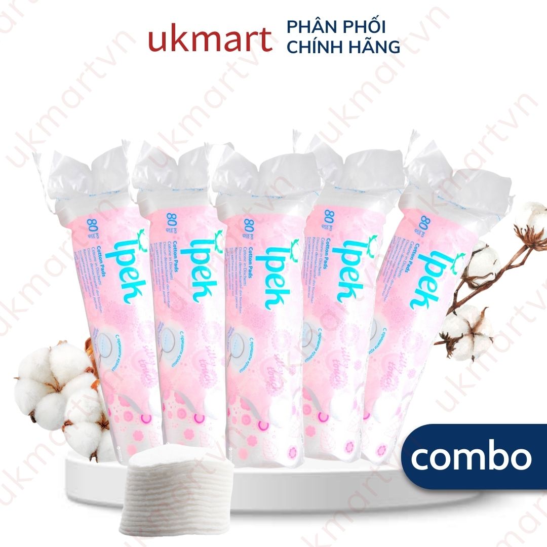 Combo 5 bông tẩy trang ipek 80 miếng