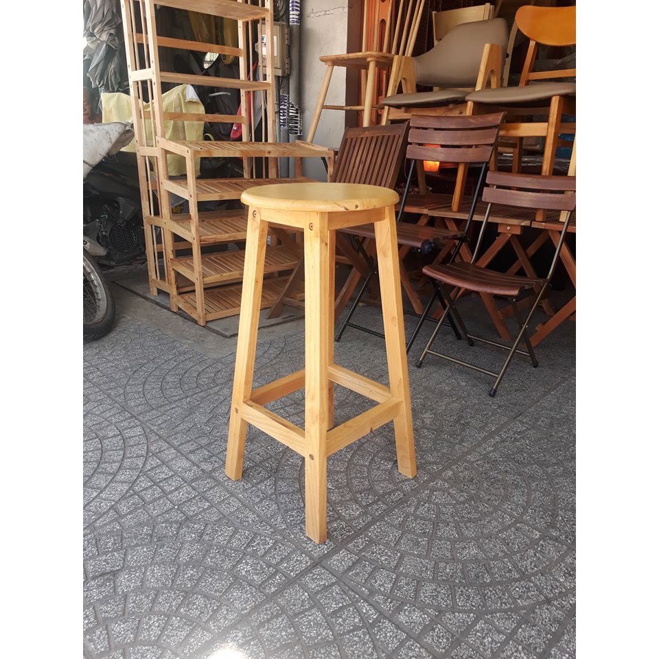[HCM]Ghế đôn gỗ cao su cao 60cm