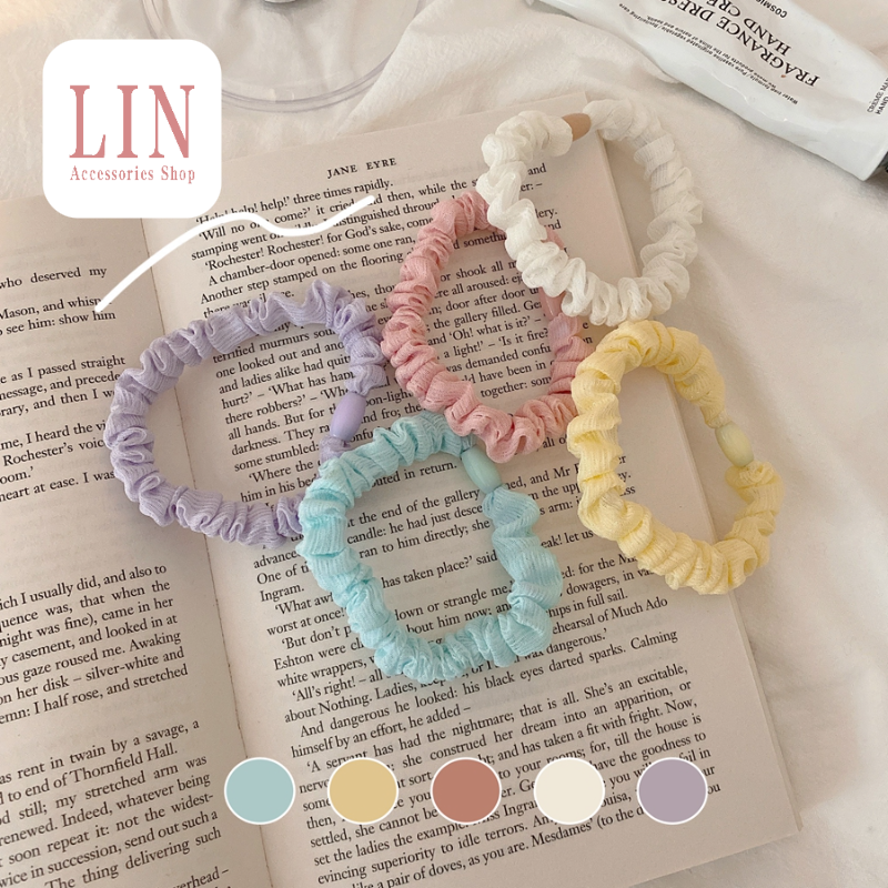 [LIN] Scrunchies Nhỏ Cột Tóc Buộc Tóc Màu Pastel