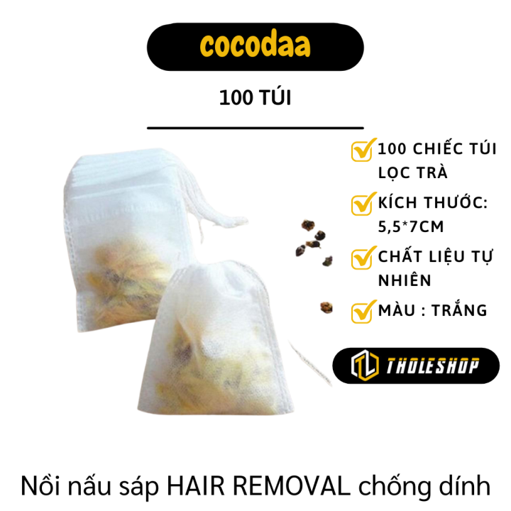 Túi lọc trà - Combo 100 túi lọc đựng trà bằng vải không dệt - Lọc trà, lọc gia vị bằng dây rút - Dụng cụ lọc trà