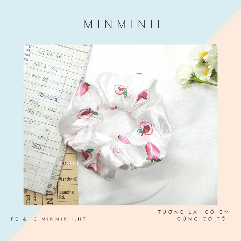 Dây Buộc Tóc Nữ, Cột Tóc Nữ, Dây Buộc Tóc Scrunchies Nữ, Dây Buộc Tóc Phi Lụa Hình Trái Cây Phong Cách Hàn Quốc