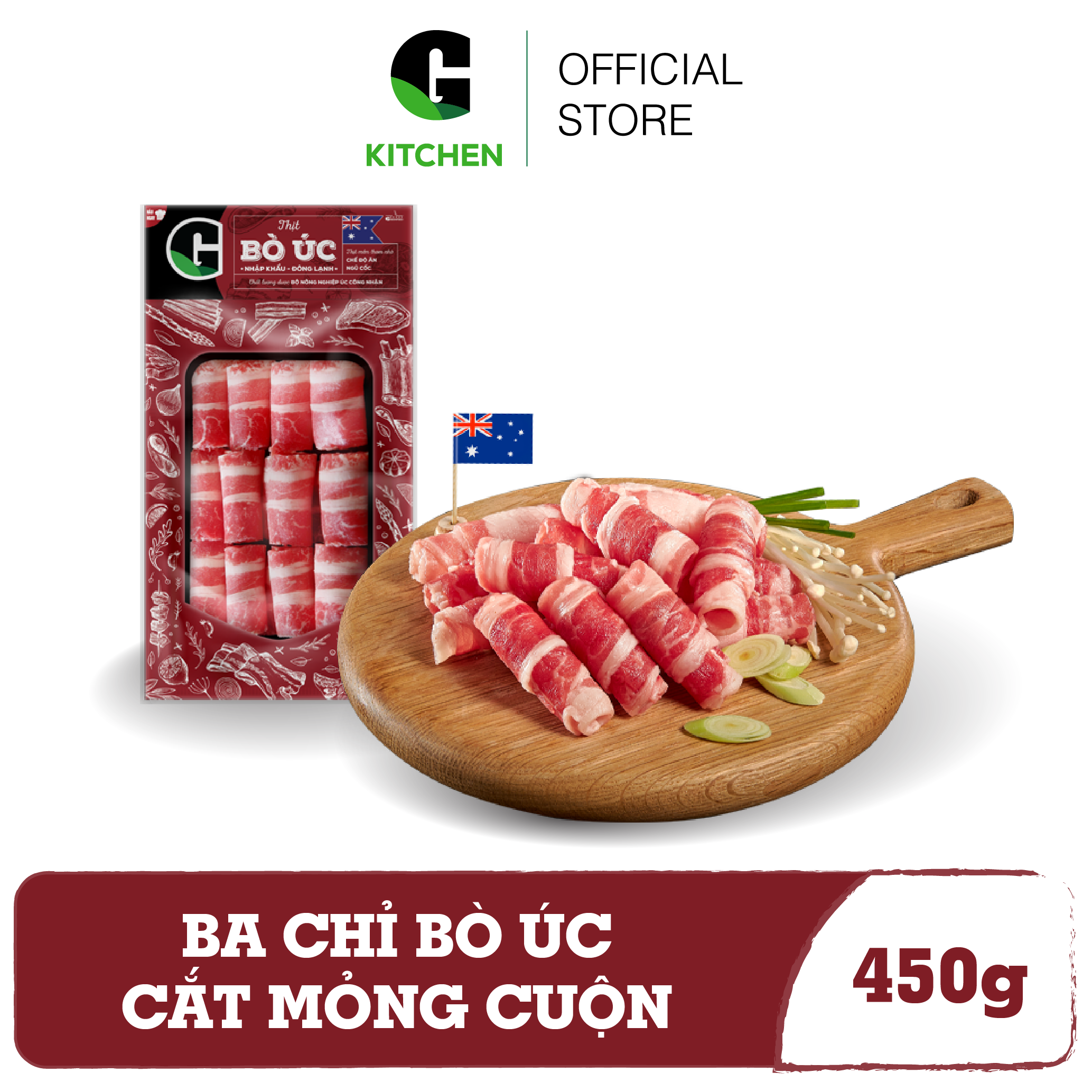 Giao nội thành HCM Ba Chỉ Bò Úc Cắt Mỏng G Kitchen 450g