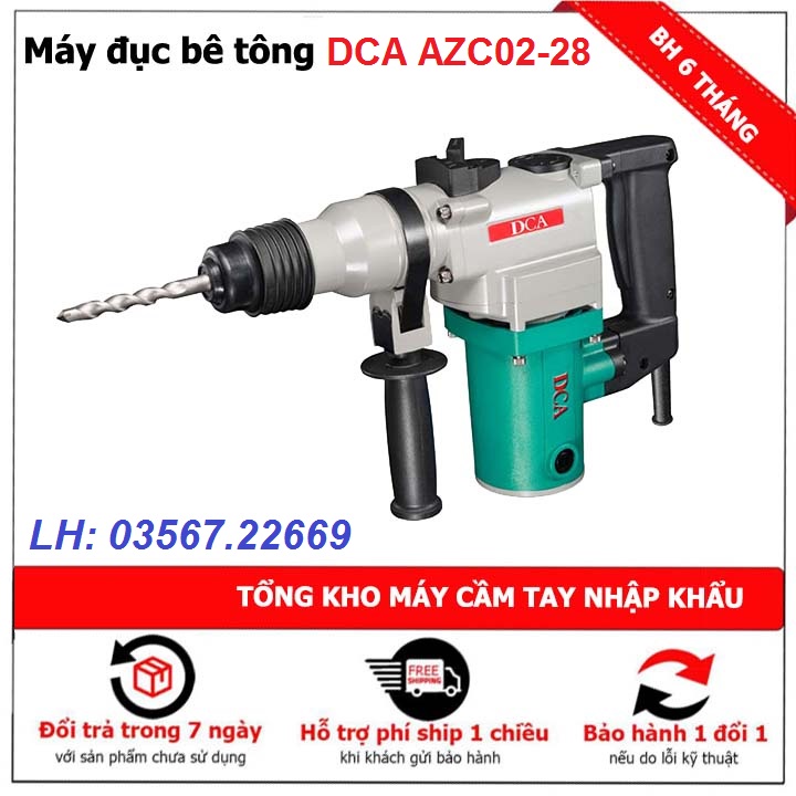 Máy khoan đục bê tông dca cao cấp azc 02-28 - bảo hành 6 tháng