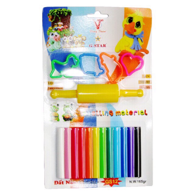 [HOT] Đất nặn vỉ nhiều màu,Đất nặn Tặng kèm cây lăn + bộ khuôn nhiều hình