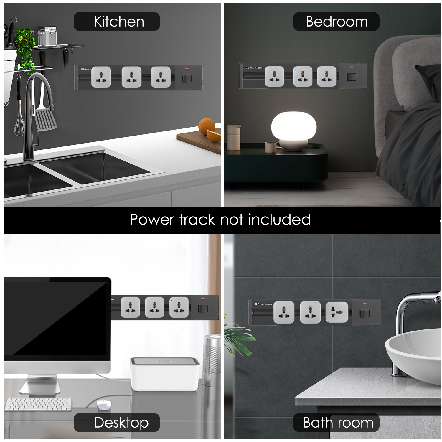 Universal 3-Pin Track Sockets Power Track Socket Outlet Versatile Electric Mobile Track Socket Power Track Adapter