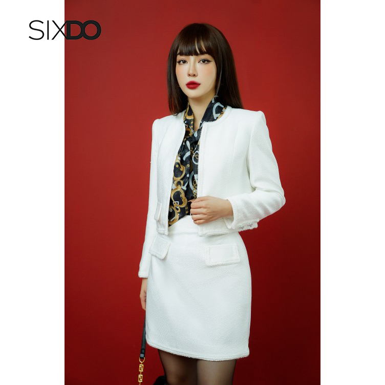 Áo Vest nữ trắng dáng lửng SIXDO (White Cropped Woven Vest)