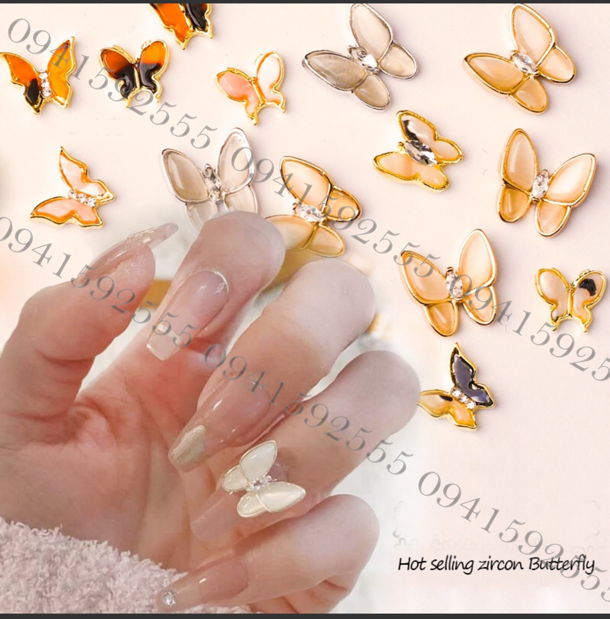 Bướm đá mắt mèo trang trí móng