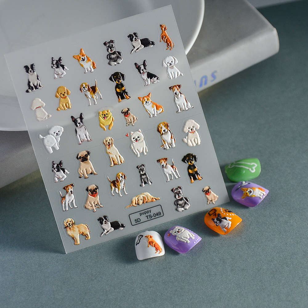 Sticker Lụa Nổi 5D | Bé Chó | Hình Dán Móng Tay TS-049