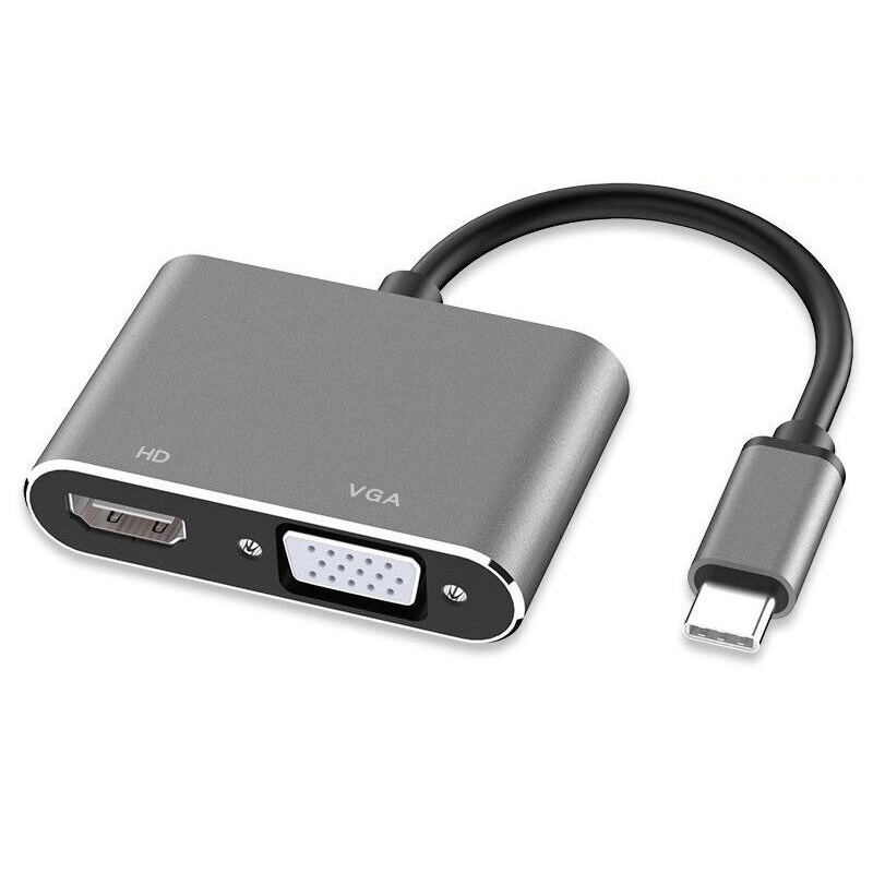 Cáp chuyển đổi typeC sang HDMI và VGA V187B - hỗ trợ HD/4K (Màu Random) - Nhất Tín Computer