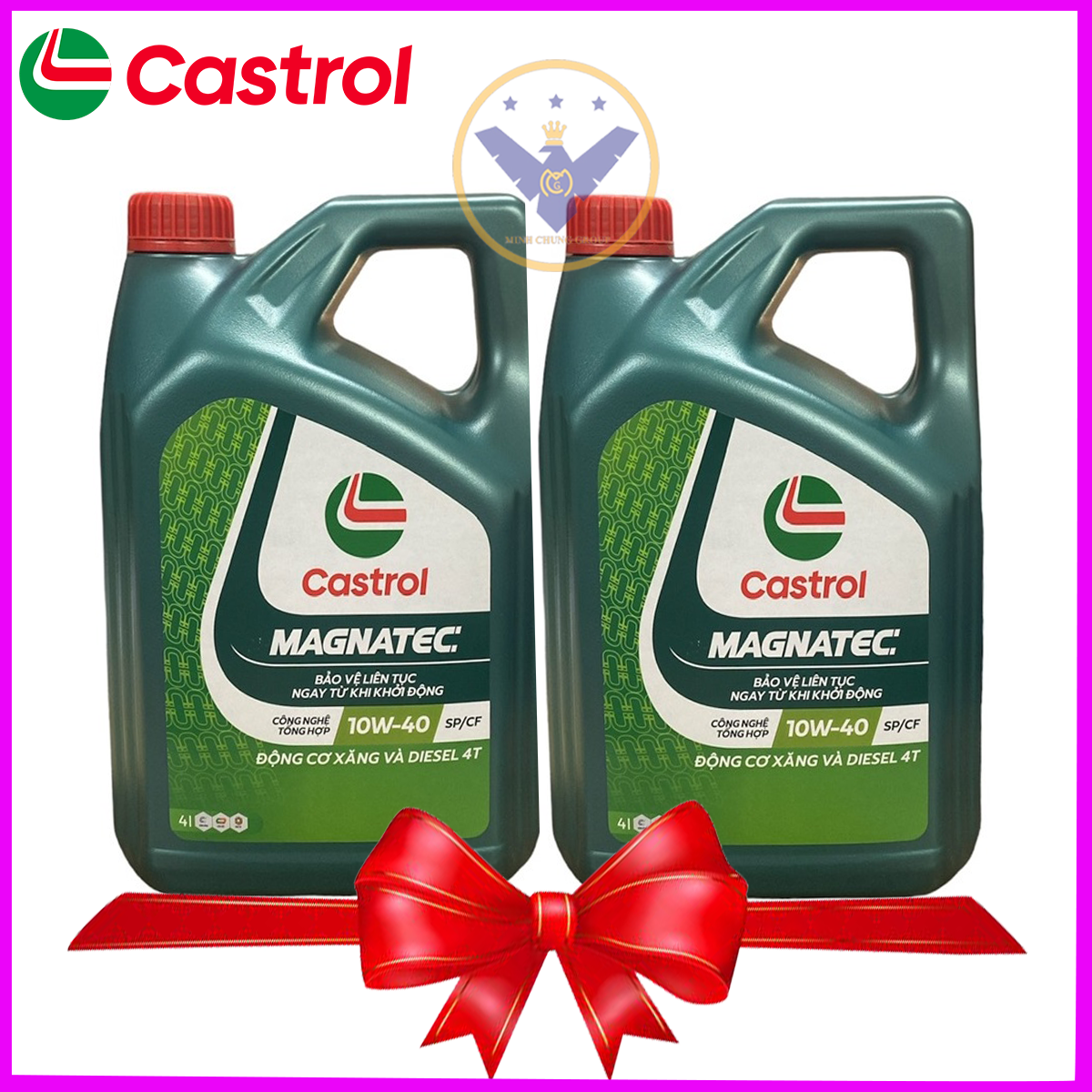 COMBO 2 Dầu nhớt Castrol Magnatec Dualock 10W-40 SN can 4L cao cấp tổng hợp