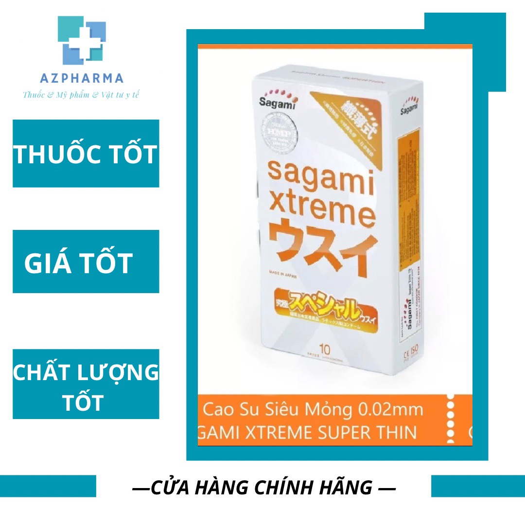 Bao Cao Su Siêu mỏng 10 chiếc Sagami Xtreme Super Thin - Nhật Bản (Có che tên sp)