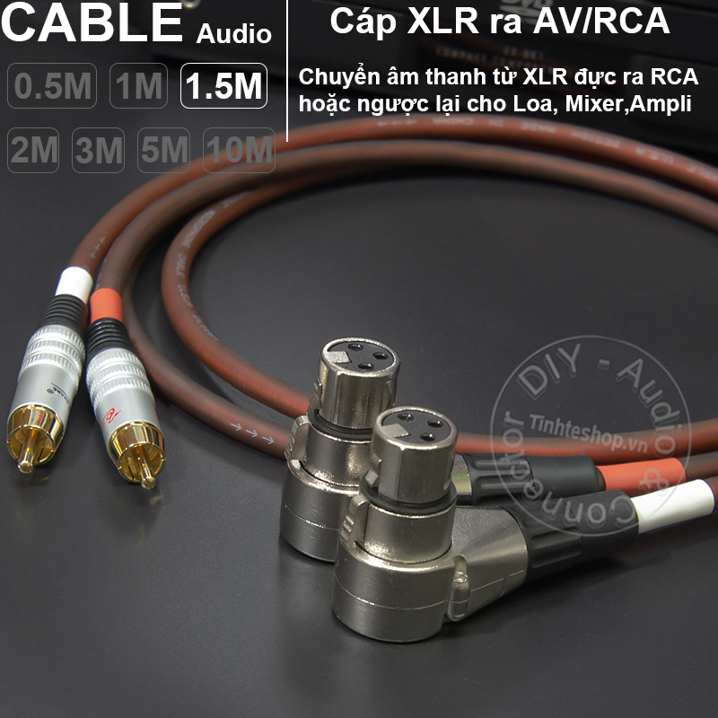 RCA to XLR female cable 2 wire DIY 0.5M to 10M