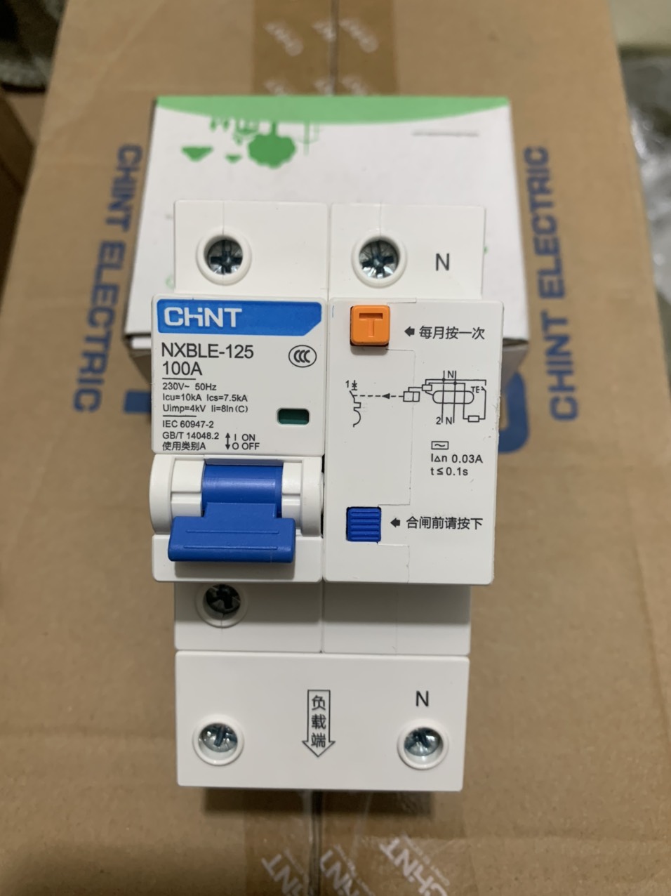 Át tô mát  RCBO chint 1P+N 100A NXBLE-125