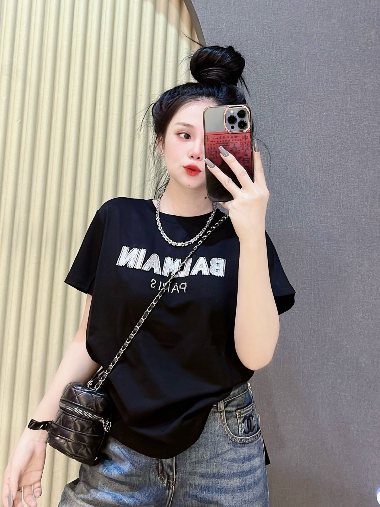 Áo thun cotton Thái nữ dáng vừa phối CHỮ ( Mã THÁI BALMAI )