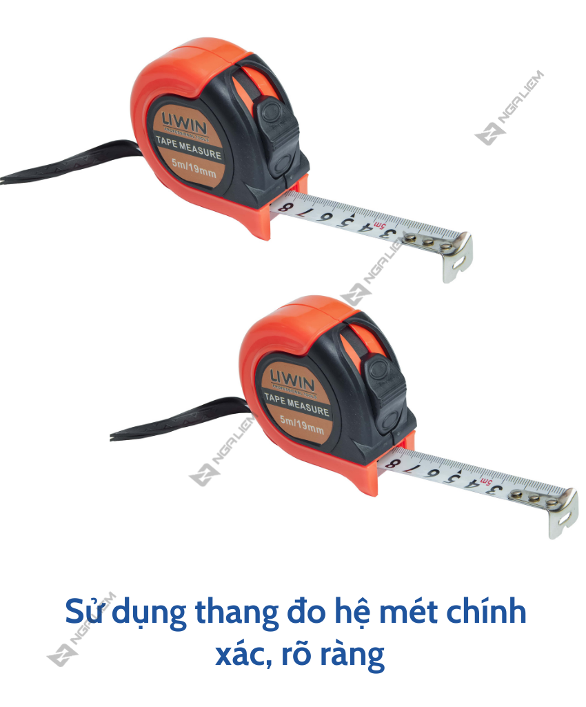 Thước cuộn thép cam đen hai mặt 5m/19mm LIWIN