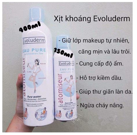 Xịt khoáng cấp ẩm làm dịu da Evoluderm 400ml