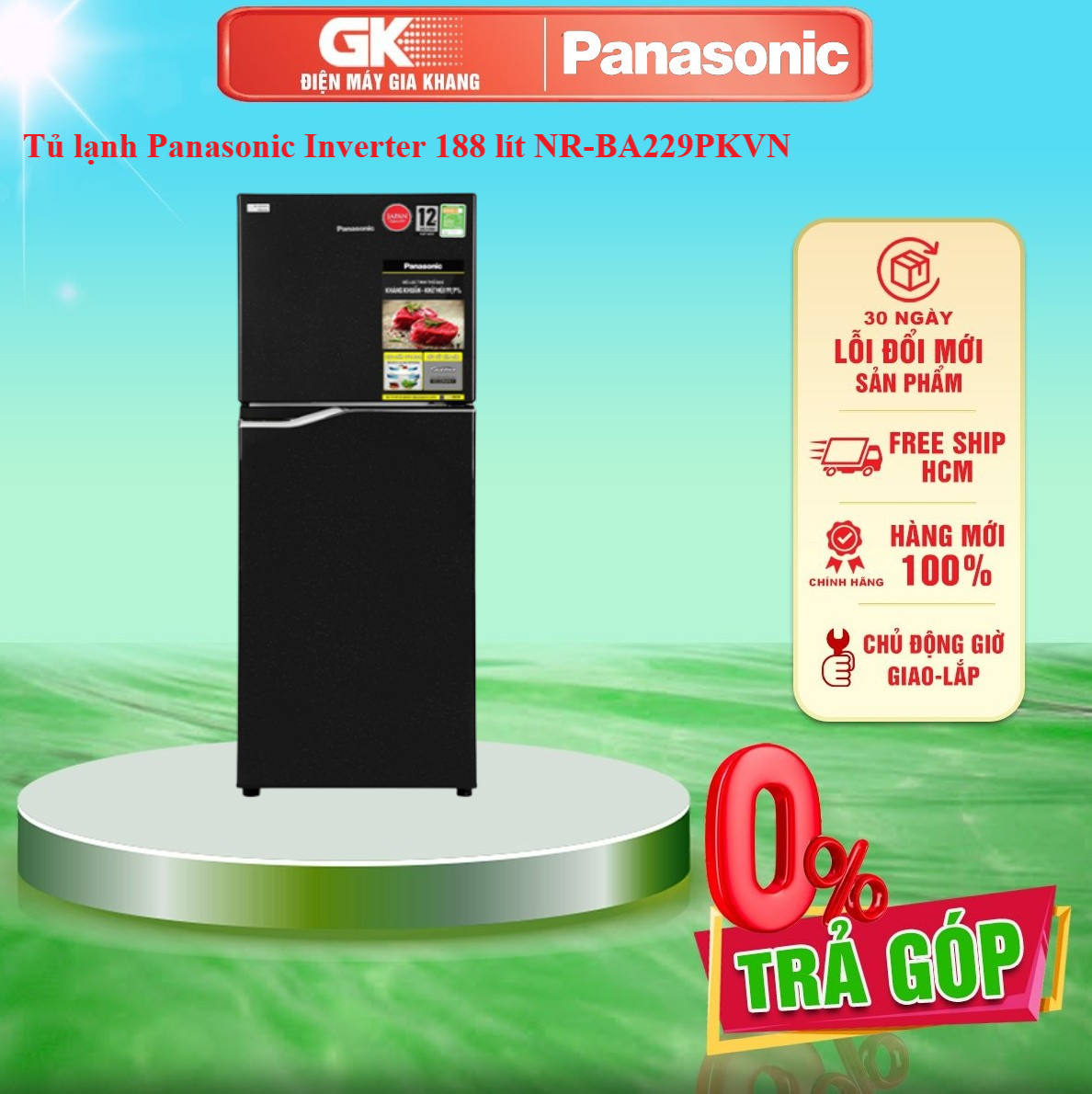Tủ lạnh Panasonic Inverter 188 lít NR-BA229PKVN Mới 2020 - GIAO TOÀN QUỐC - FREESHIP HCM