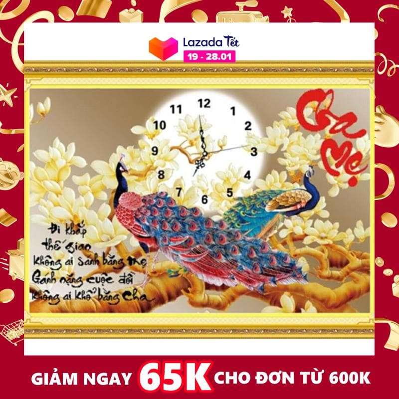 [HCM]Tranh thêu chữ thập 3D đi khắp thế gian không ai bằng cha mẹ 56707 chưa thêu