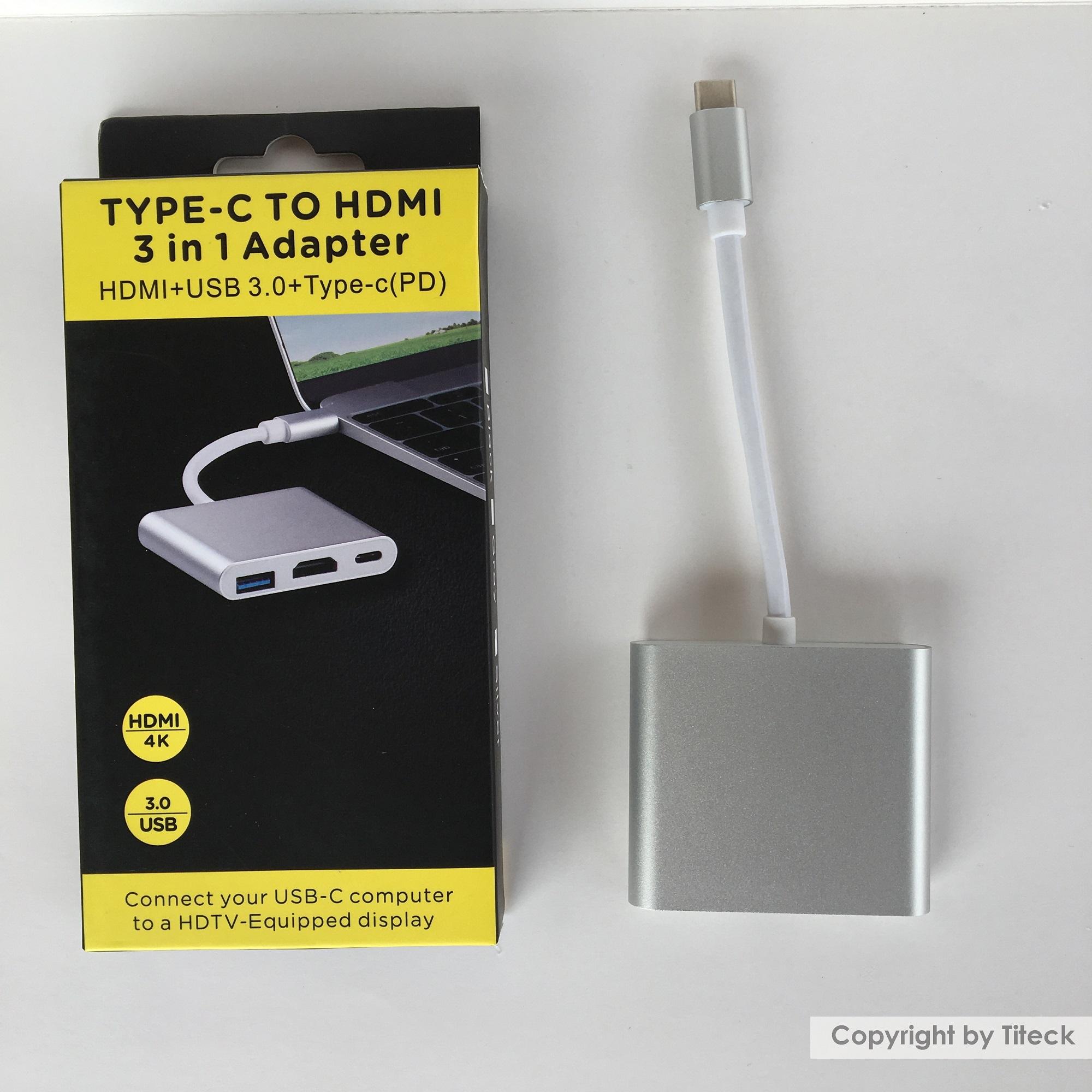 Cáp chuyển USB Type C to HDMI 4K + USB 3.0 + USB C