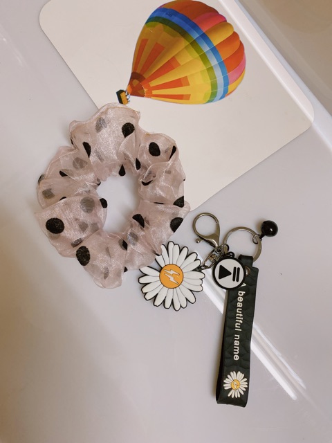 Cột Tóc Scrunchies - Voan Chấm Bi