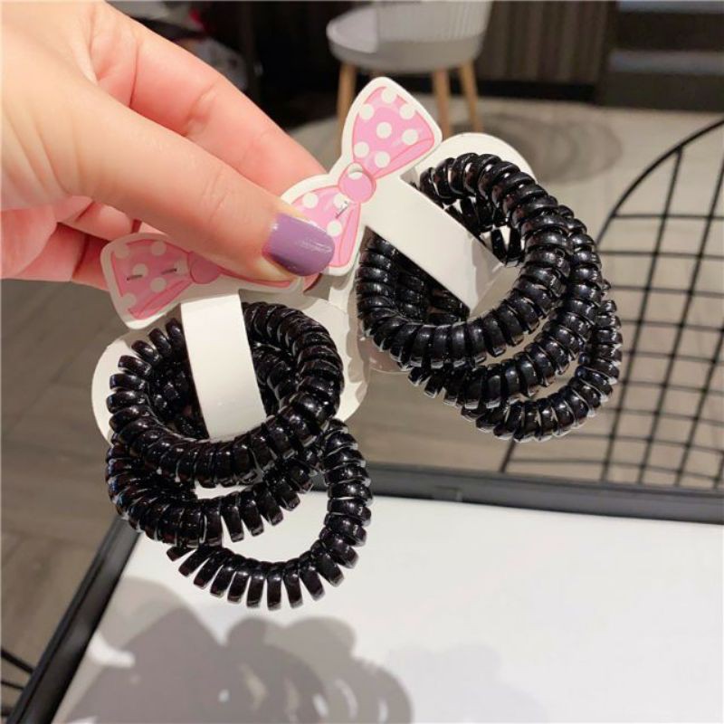 Sét 3 Dây Buộc Tóc Lò Xo Đen Cao Cấp Cho Nữ - loli