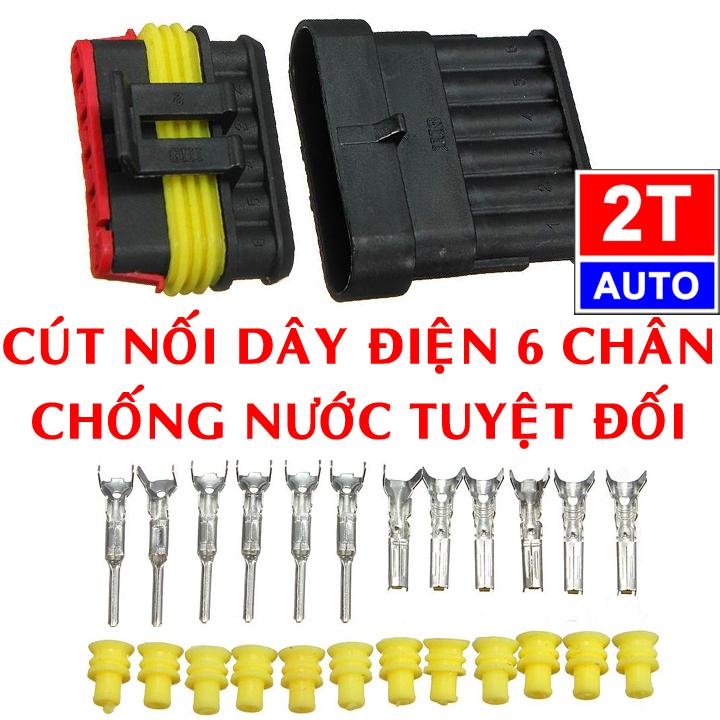 Đầu cút jack giắc nối dây điện 6 chân chống nước dùng cho xe máy xe hơi ô tô